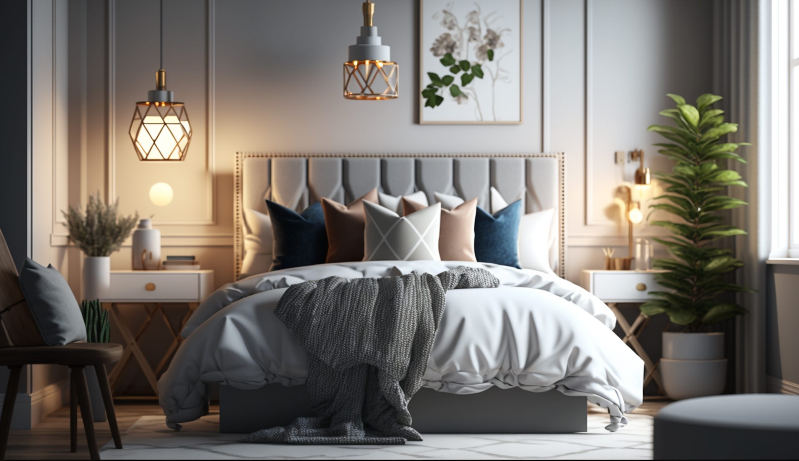 A bright and modern bedroom with elegance generated by AI Nova Yatak Odası Takımı - Görsel 1