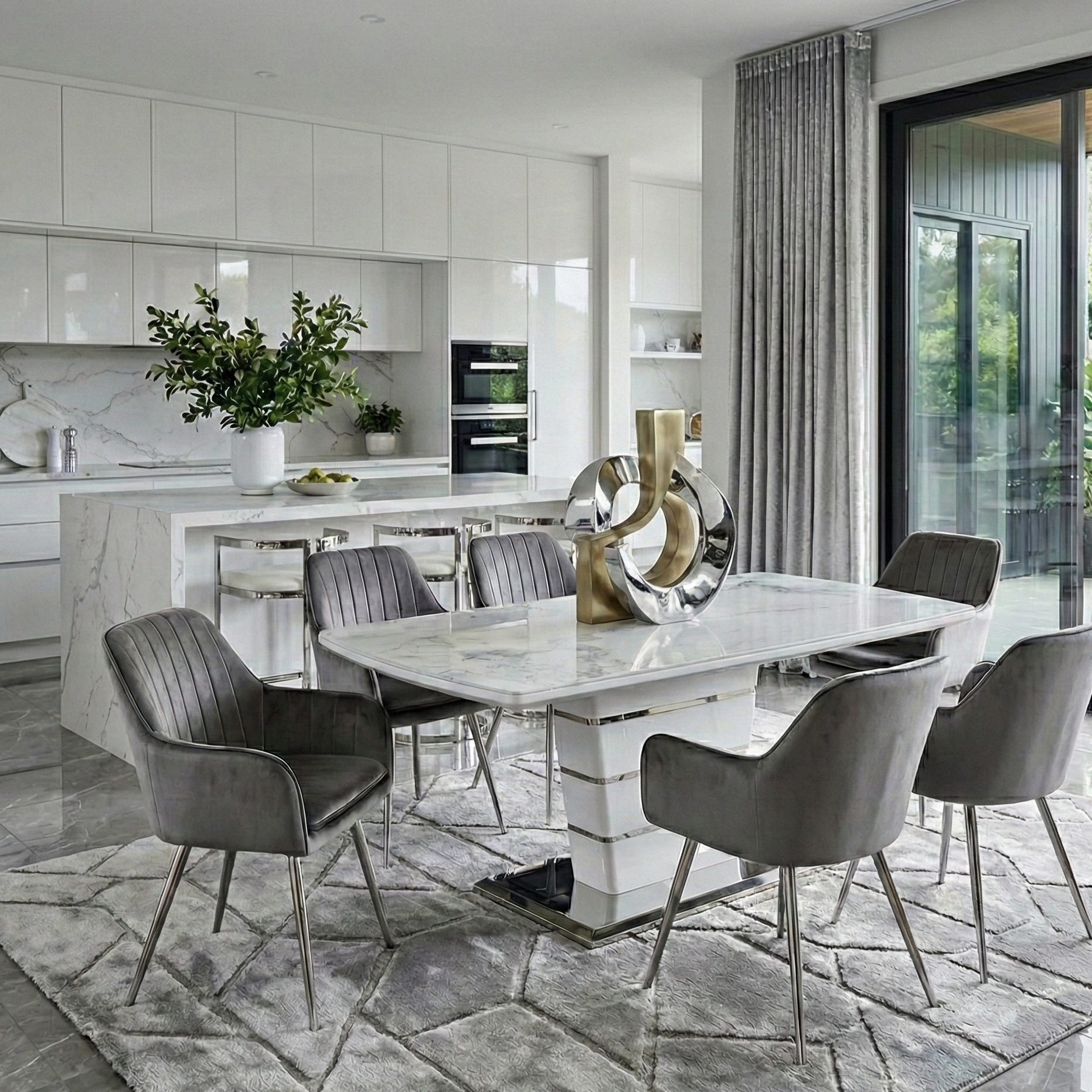 333286_-_kylie_7pce_marble_stone_drs_lifestyle1 Marvella Yemek Odası Takımı - Görsel 1