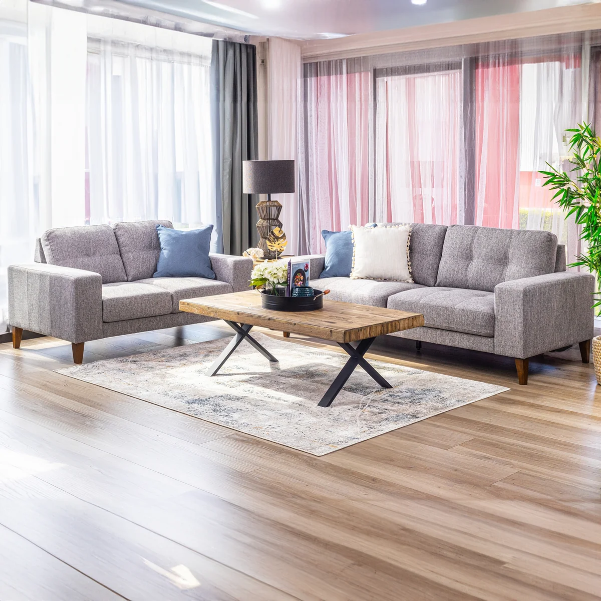 Juliet-2-3-Seater-Sofa-Set-Soft-Fabric-Uplholstered-Lounge-Couch-Grey-VOL-CLUB-01-pic-2 Nessa Salon Takımı - Görsel 1