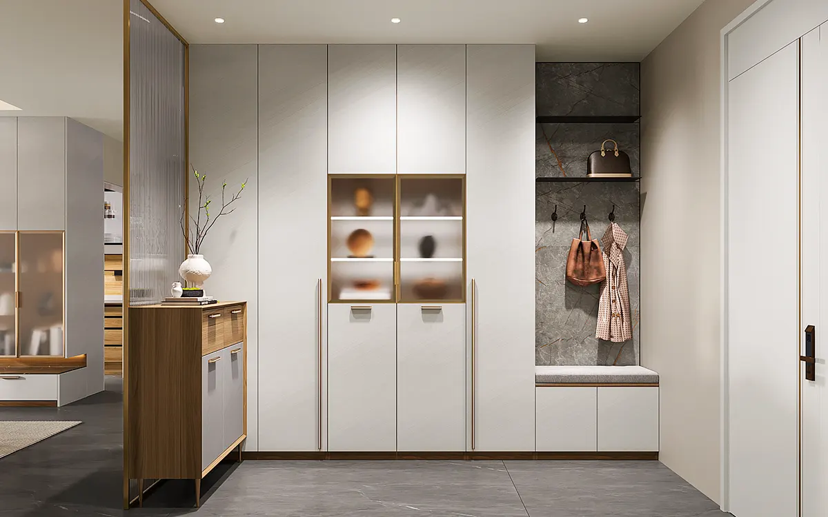White-and-Wood-Wardrobe-7 Aurevia Vestiyer Takımı - Görsel 1