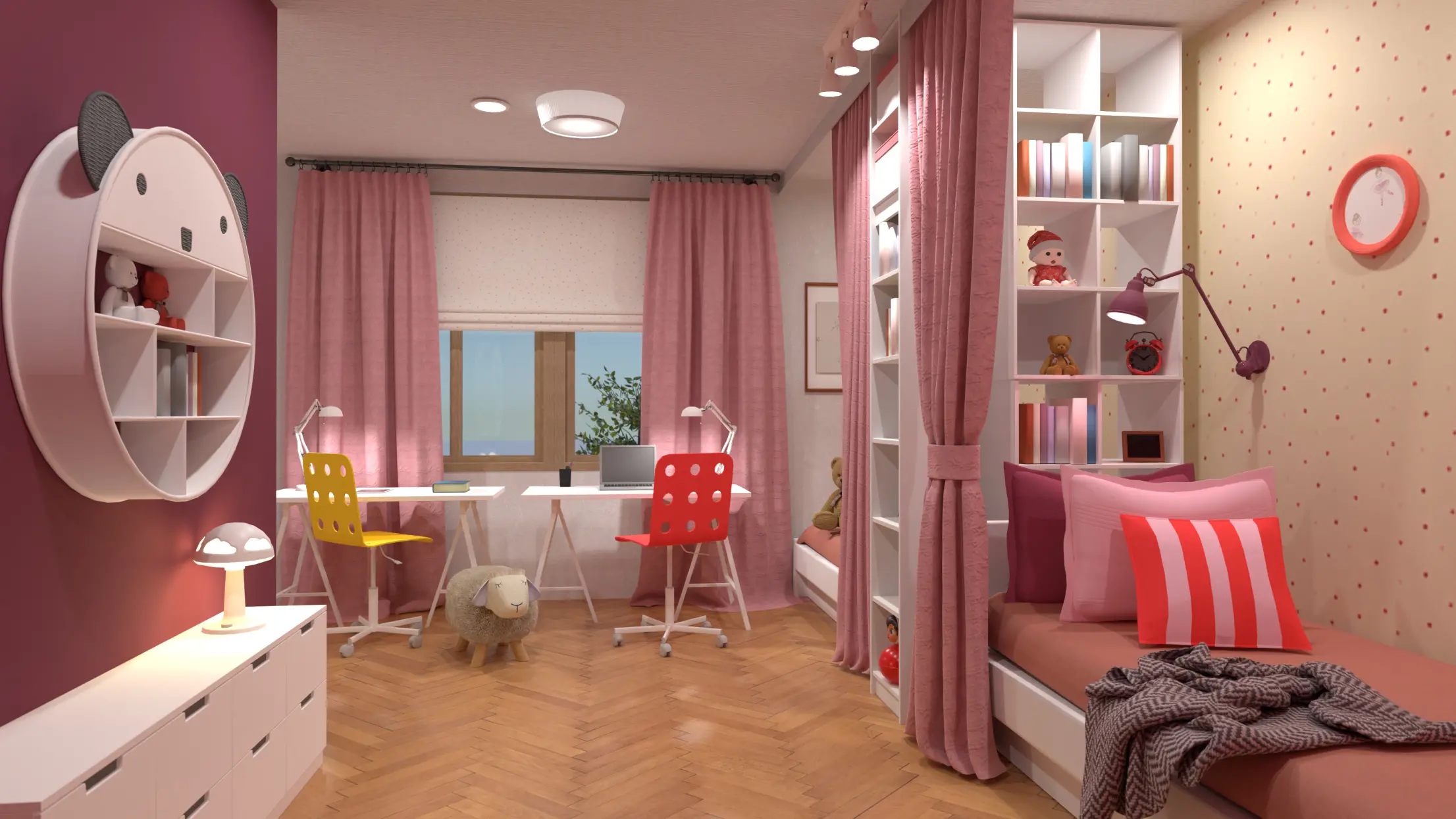 kids-room-layout-1 Pembe Düşler Çocuk Odası Takımı - Görsel 1